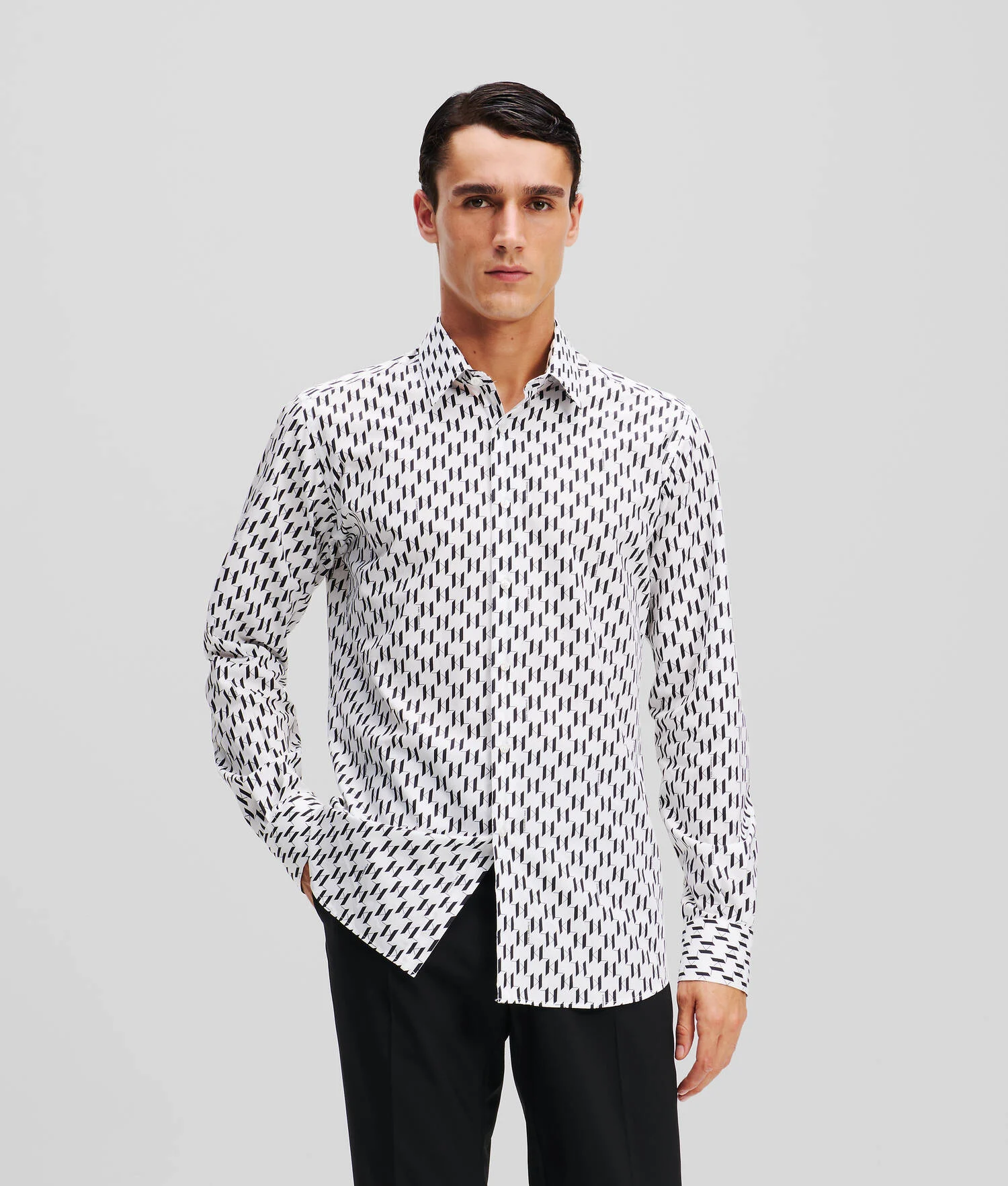 CHEMISE KL MONOGRAM - Blanc/Noir
