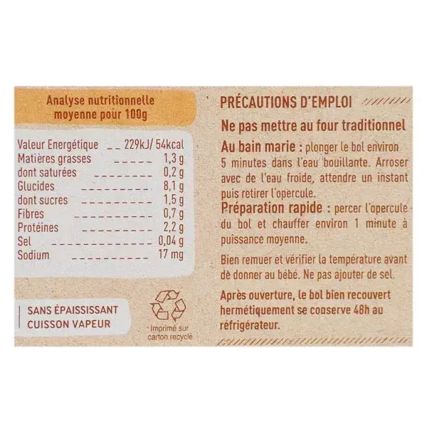 Babybio Repas Midi Bol Légumes Dinde Riz +8m Bio 2 x 200g