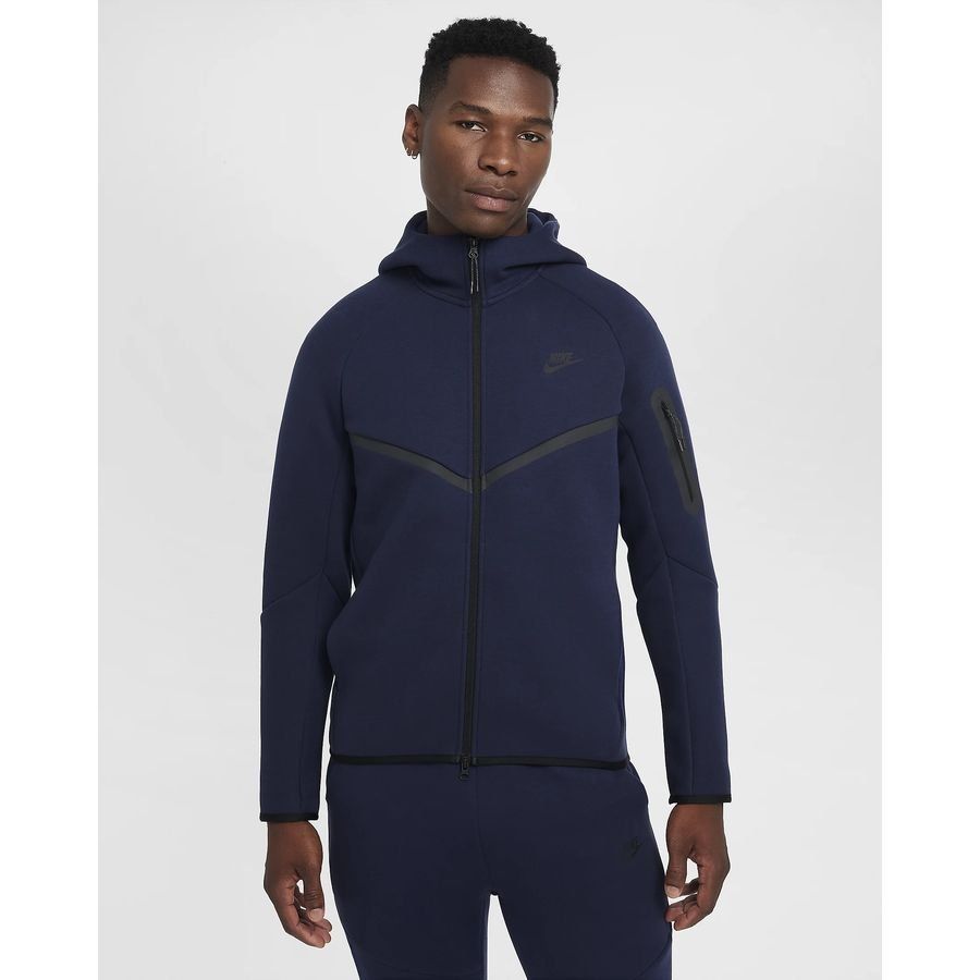 Nike Sweat à Capuche Tech Fleece 24 FZ Coupe-Vent - Bleu Foncé/Noir