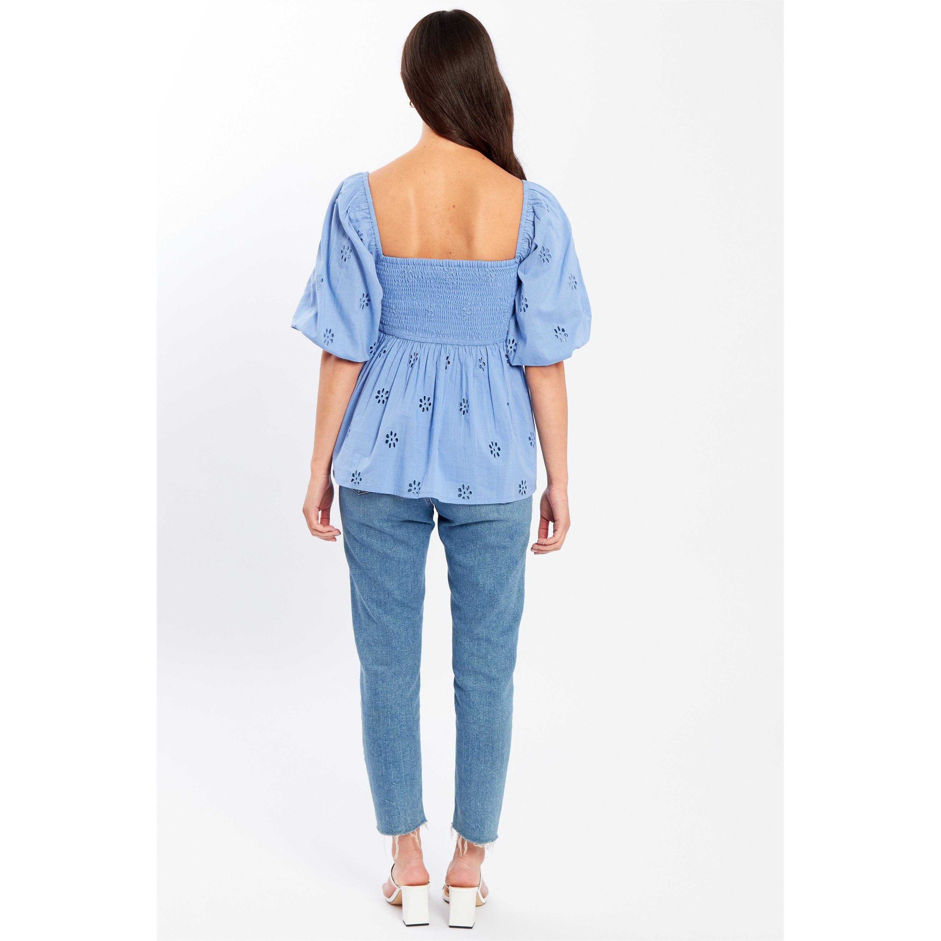 Be You Broderie Broderie Square Neck Top