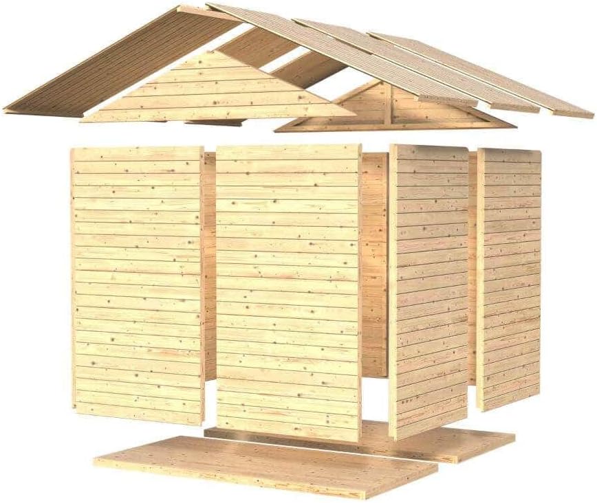 Gerätehaus Alisha aus Fichten-Holz, Gartenhaus mit 14mm Wandstärke, Holzhaus inklusive Montagematerial, Geräteschuppen Größe: 202 x 252 cm, Satteldach