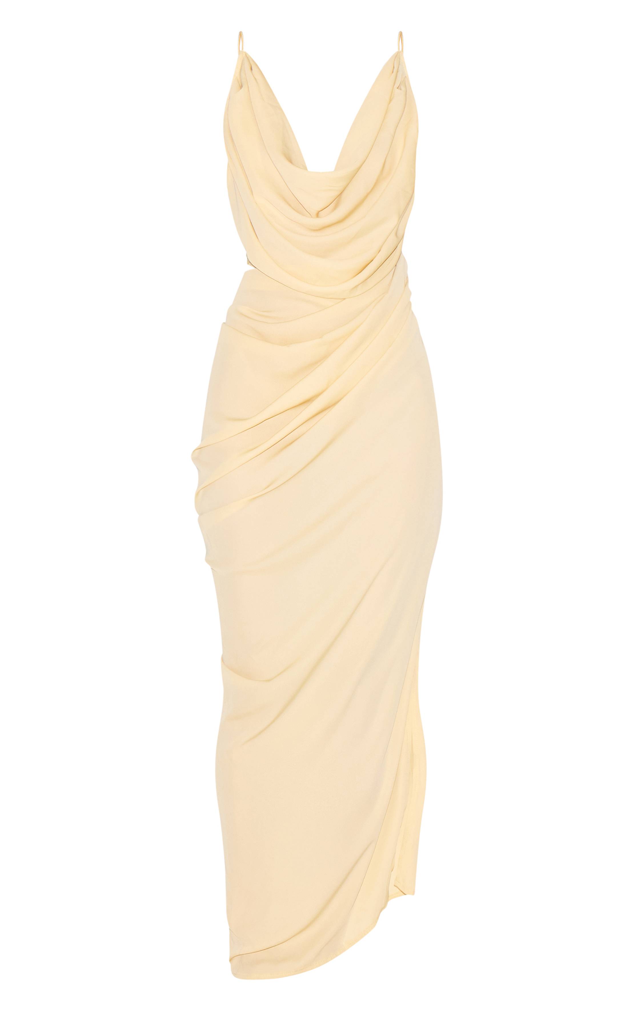 Butter Yellow Robe Midaxi En Mousseline À Imprimé Abstrait Avec Drapé Et Découpes