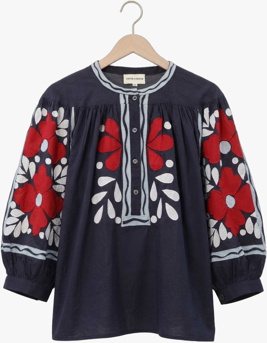 donkerblauwe antik batik blouses oxo blouse