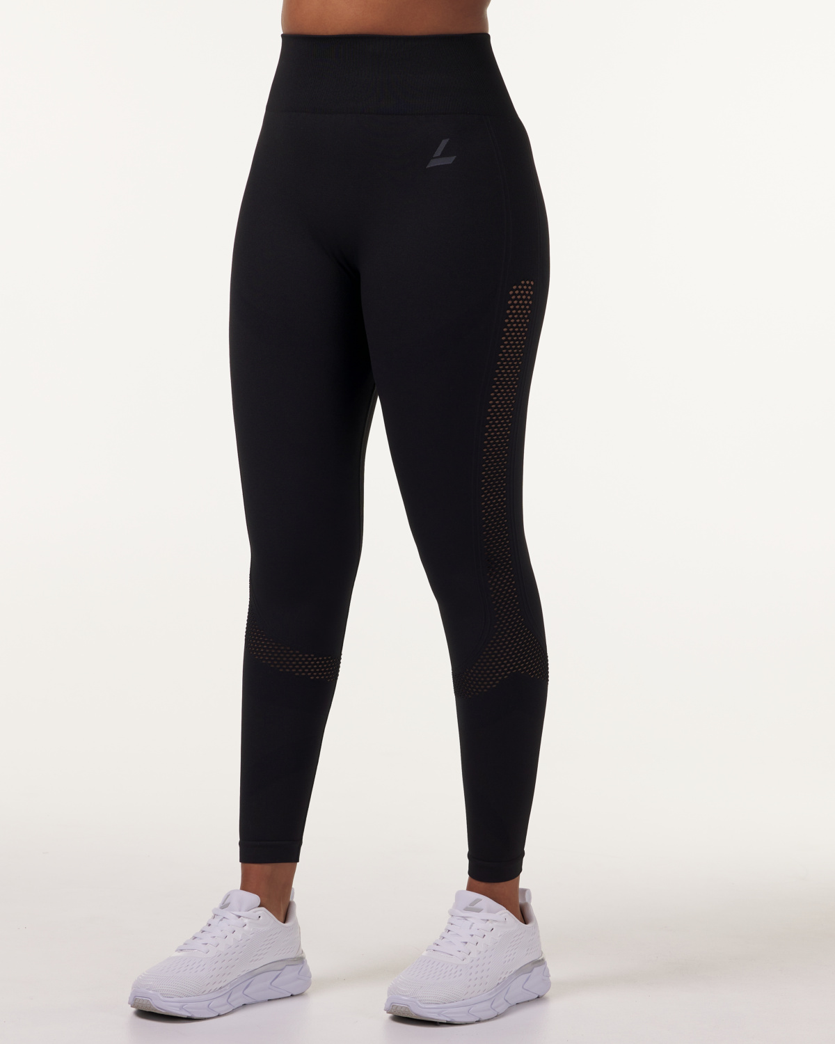 LEVITY Eclipse Mesh Seamless Tights Black Marl