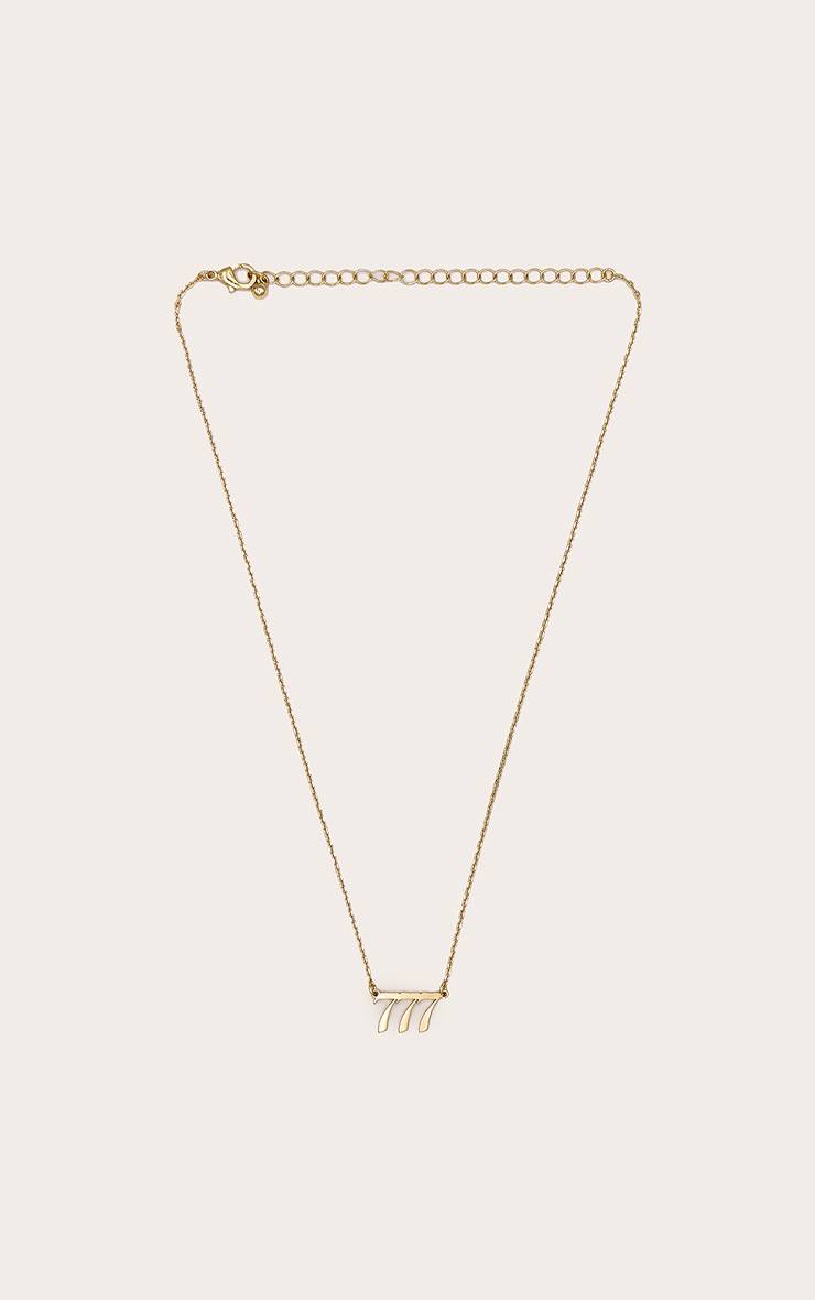 777 Collier Numéro D'ange Plaqué Or Véritable