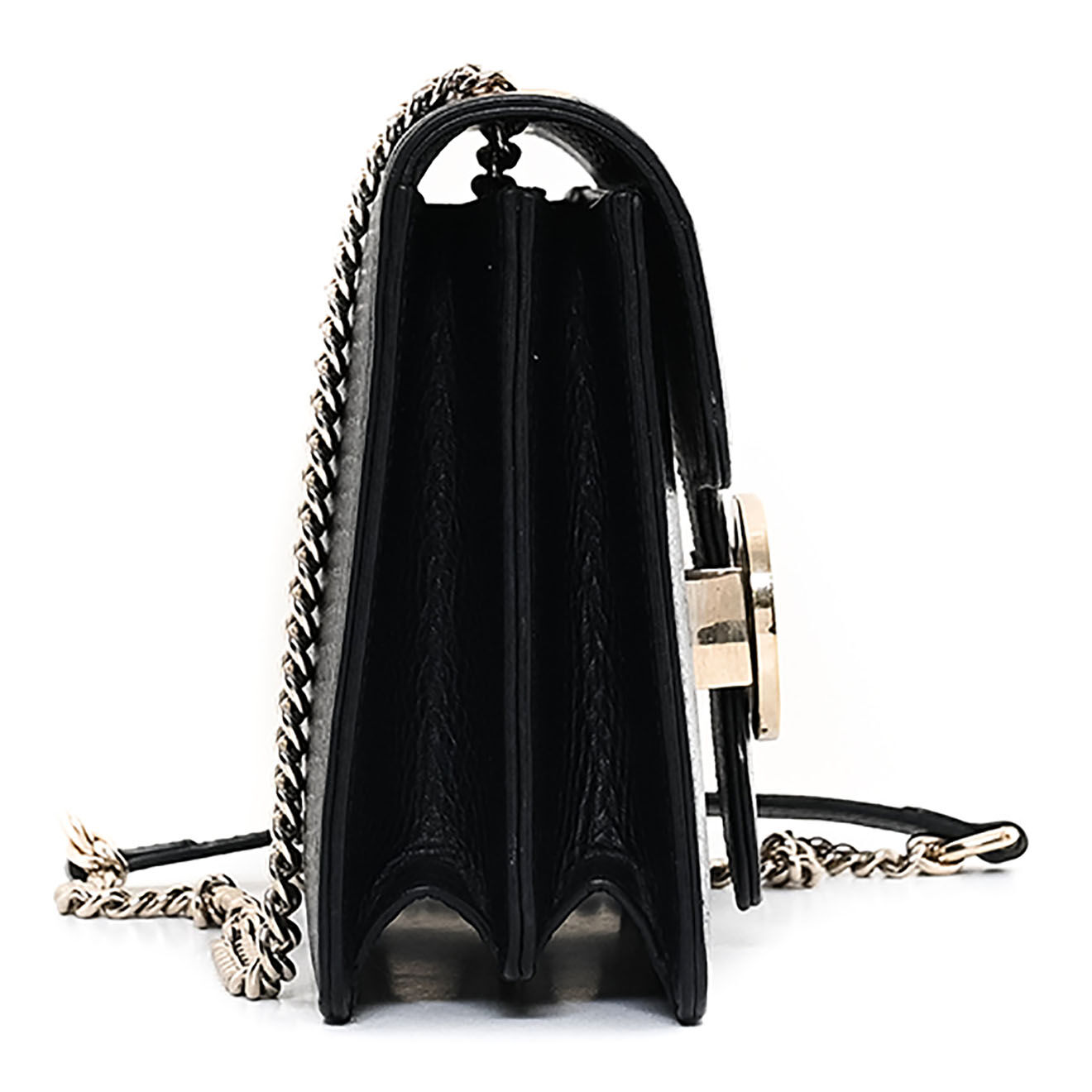 Gucci Sac bandoulière Interlocking en Cuir noir - Très bon état - L.20 cm