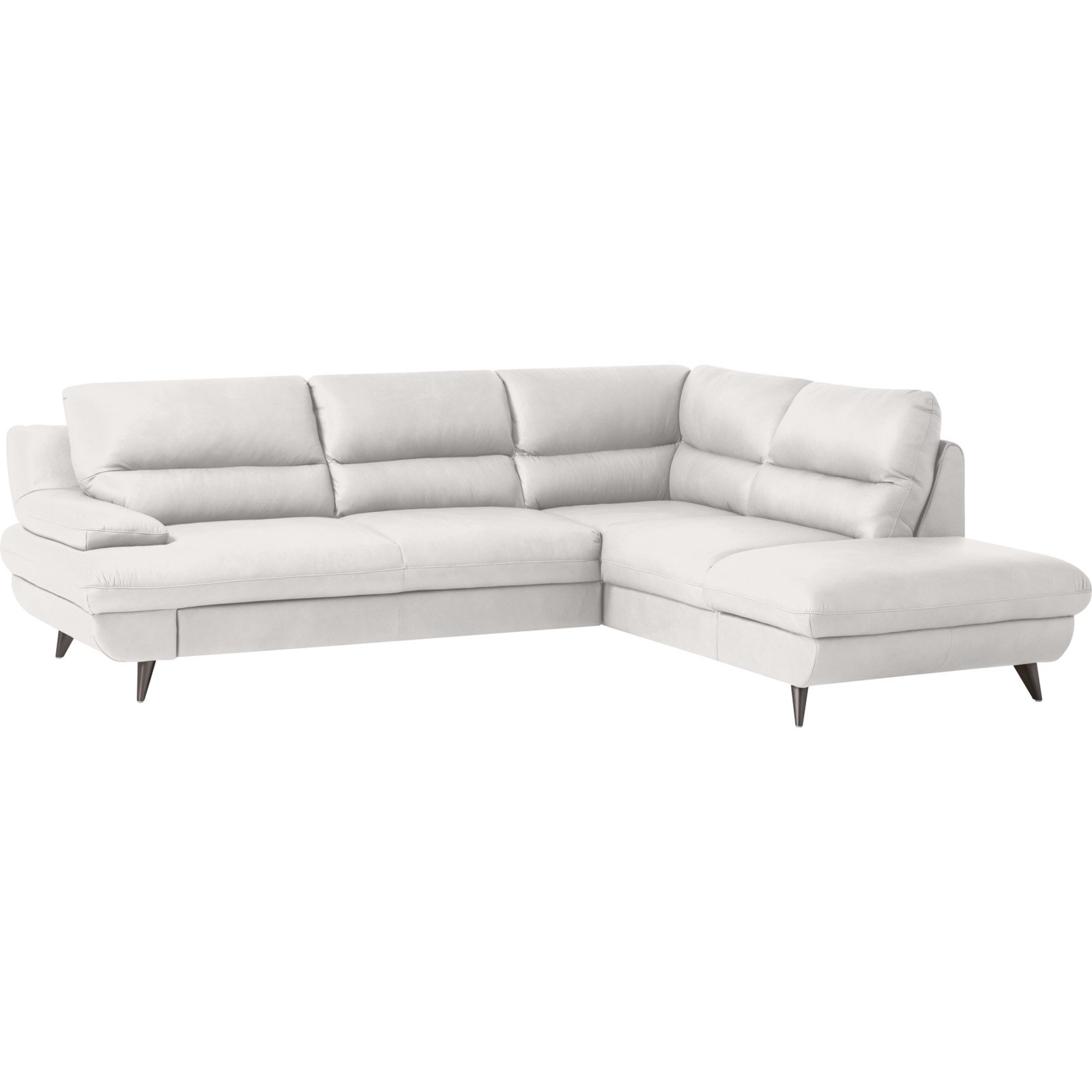 Ecksofa Pike Leder, Ottomane rechts bianco