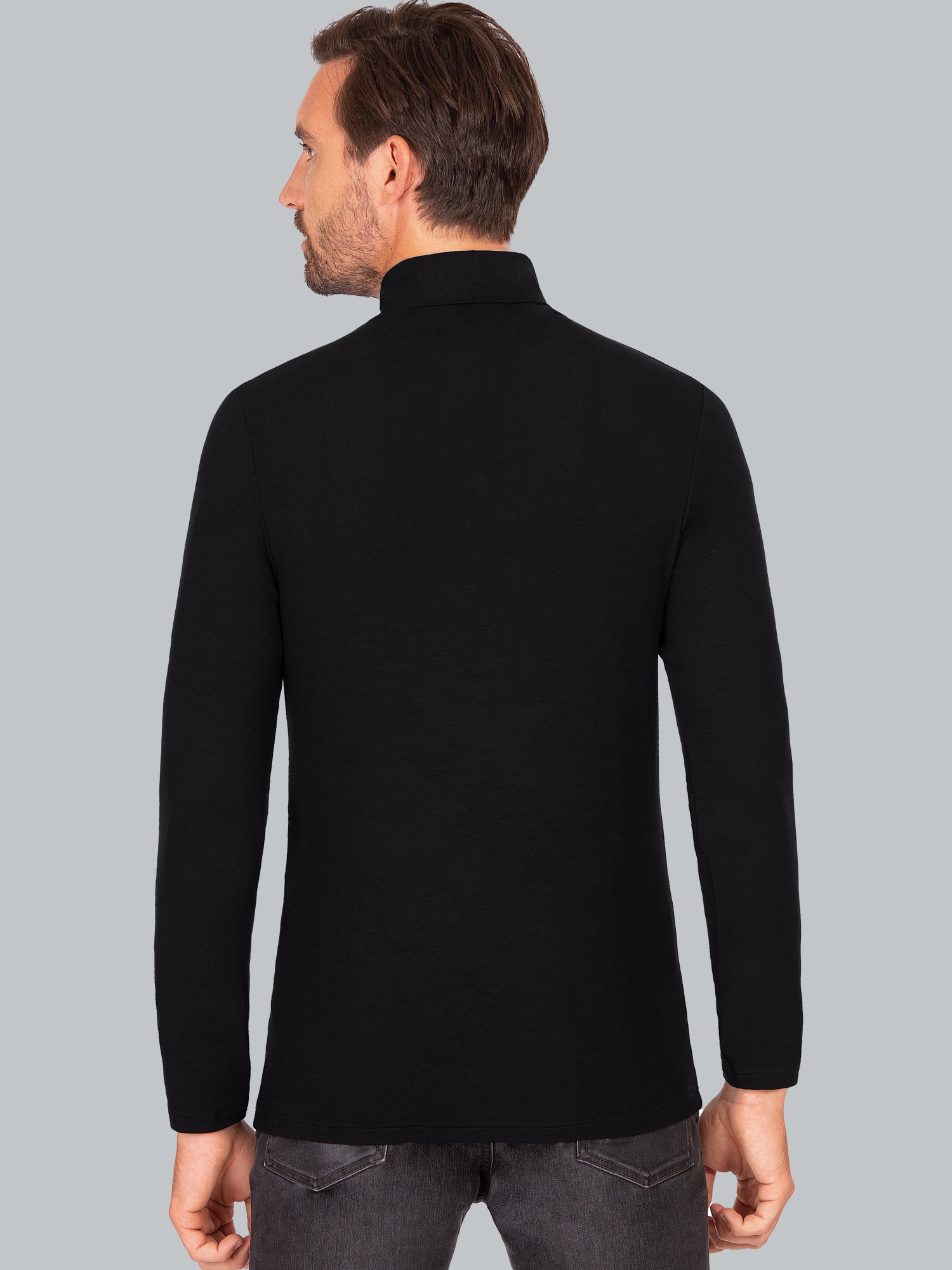 Rollkragenshirt aus Viskose Schwarz