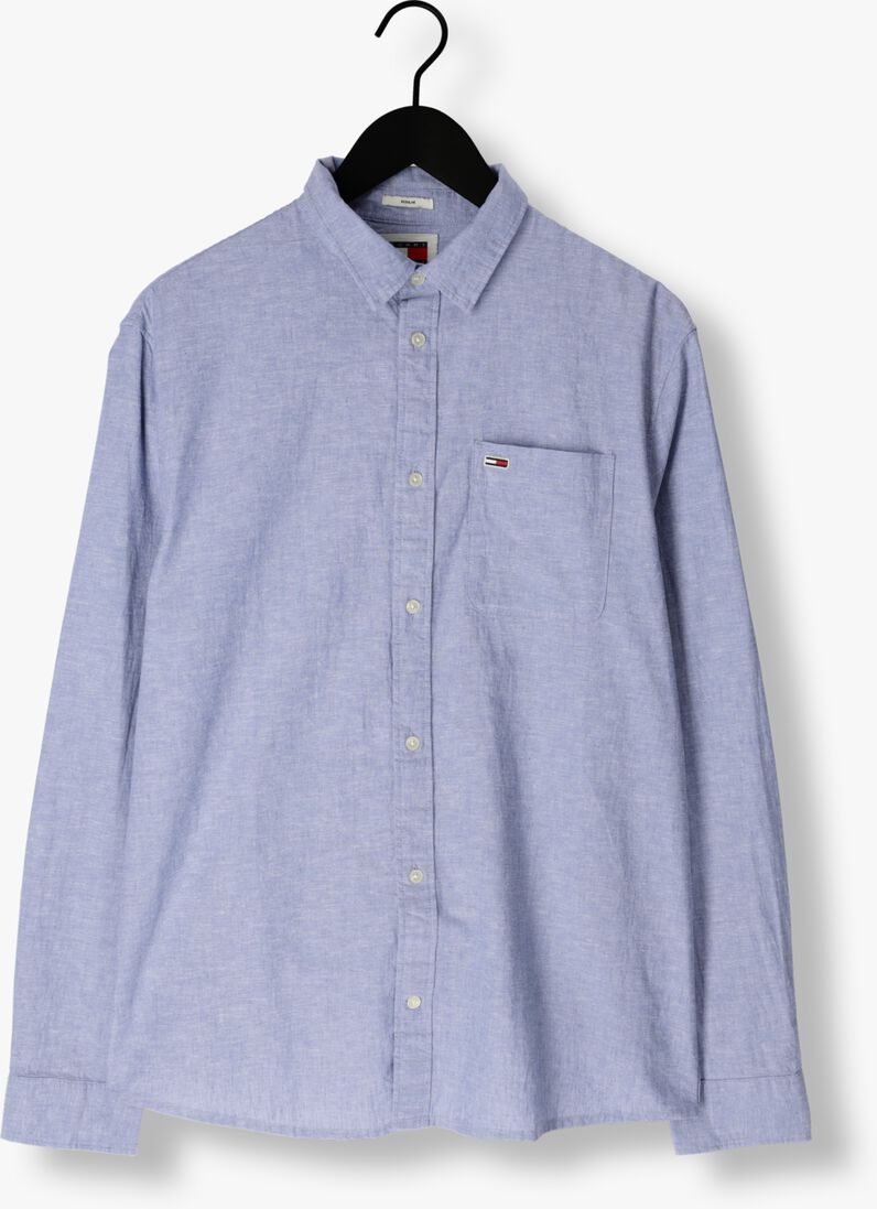 TOMMY JEANS blauwe tommy jeans casual overhemd tjm reg linen blend shirt