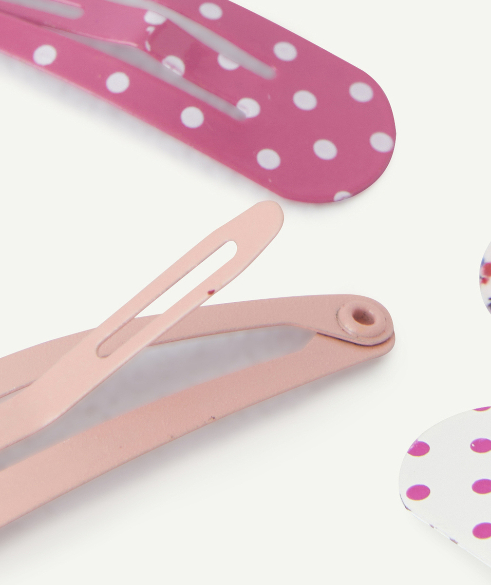 LOT DE 4 BARRETTES PLATES BÉBÉ FILLE ROSES IMPRIMÉES OU UNIES