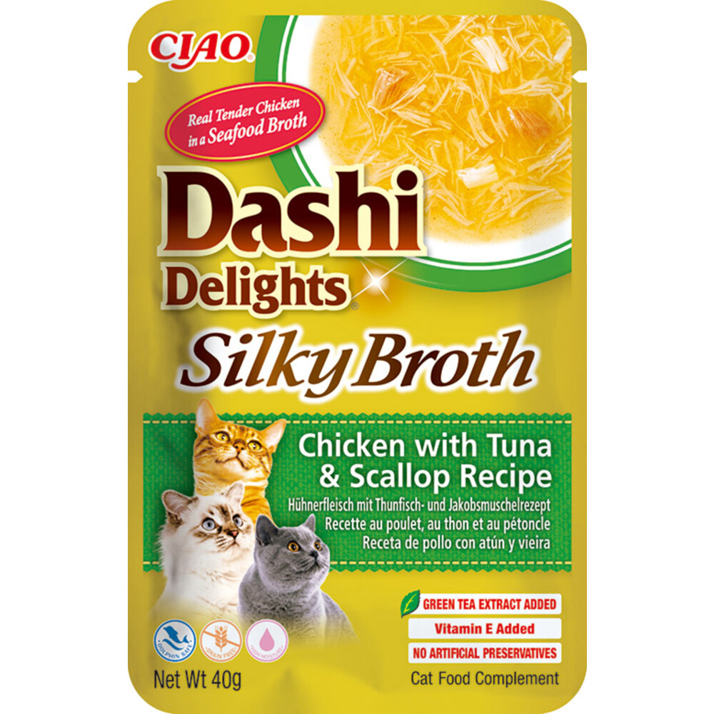Ciao Dashi Delights Silky Broth Kattenvoer Nat Chicken & Tuna & Scallop40 gr