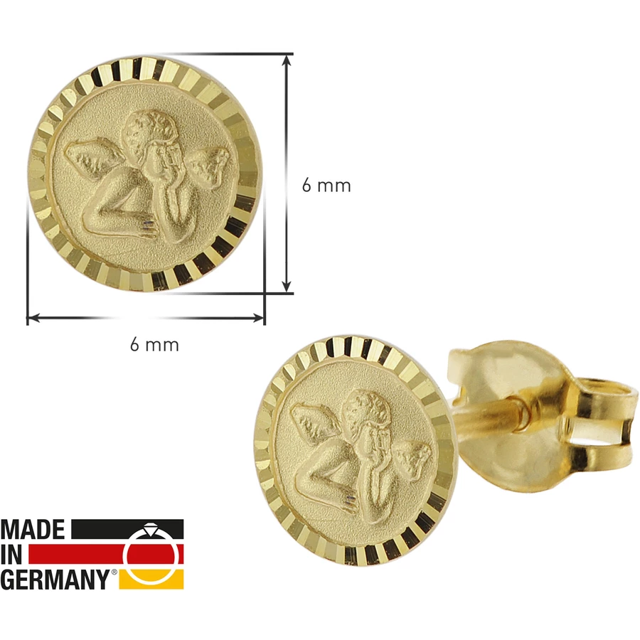 trendor Mädchen-Ohrringe 333  8K Gold Ohrstecker Engel gold
