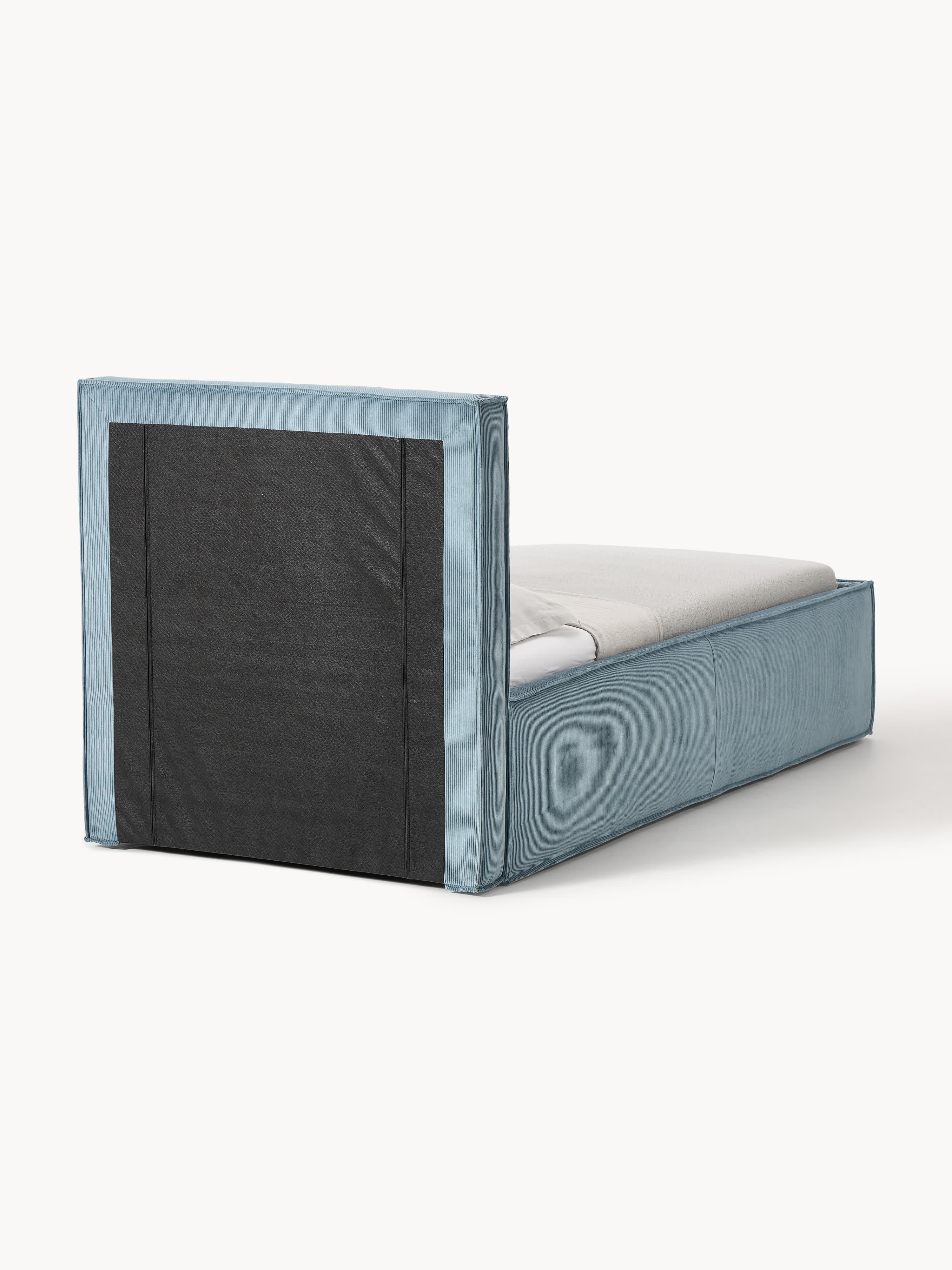 Eenpersoonsbed Dream met opbergruimte van ribfluweel