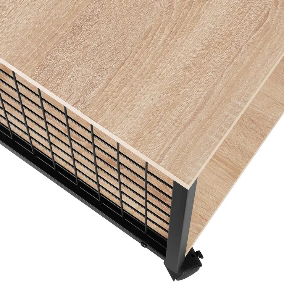 tectake Bijzettafel Gary 40x40x48cm, Industrieel Licht Hout, Eiken Sonoma