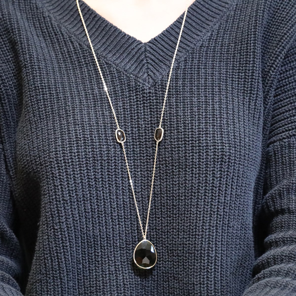 Collier Sautoir Rose Gros Galet Cristal Marine Et Prune