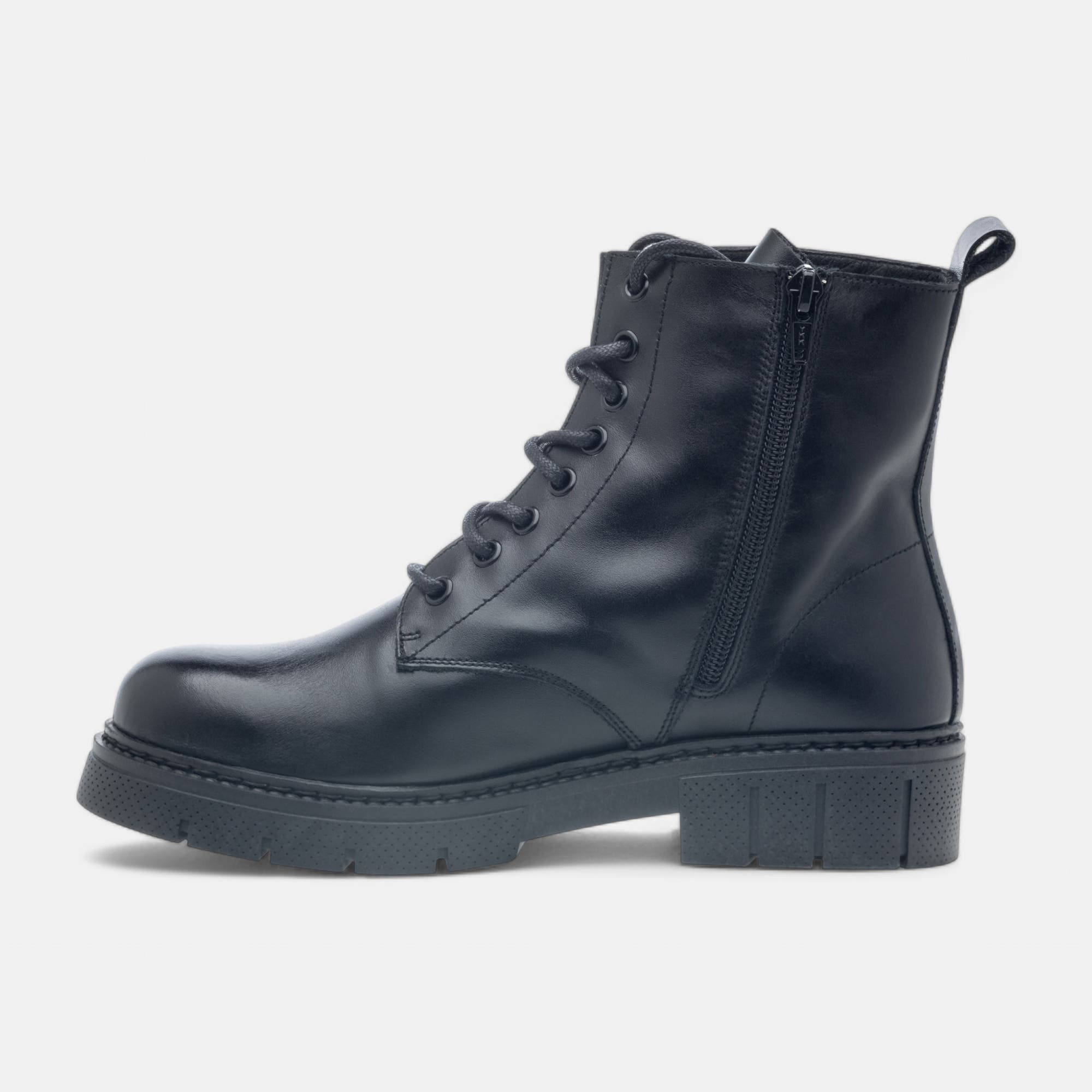 Bottines à lacets Femme en cuir noir