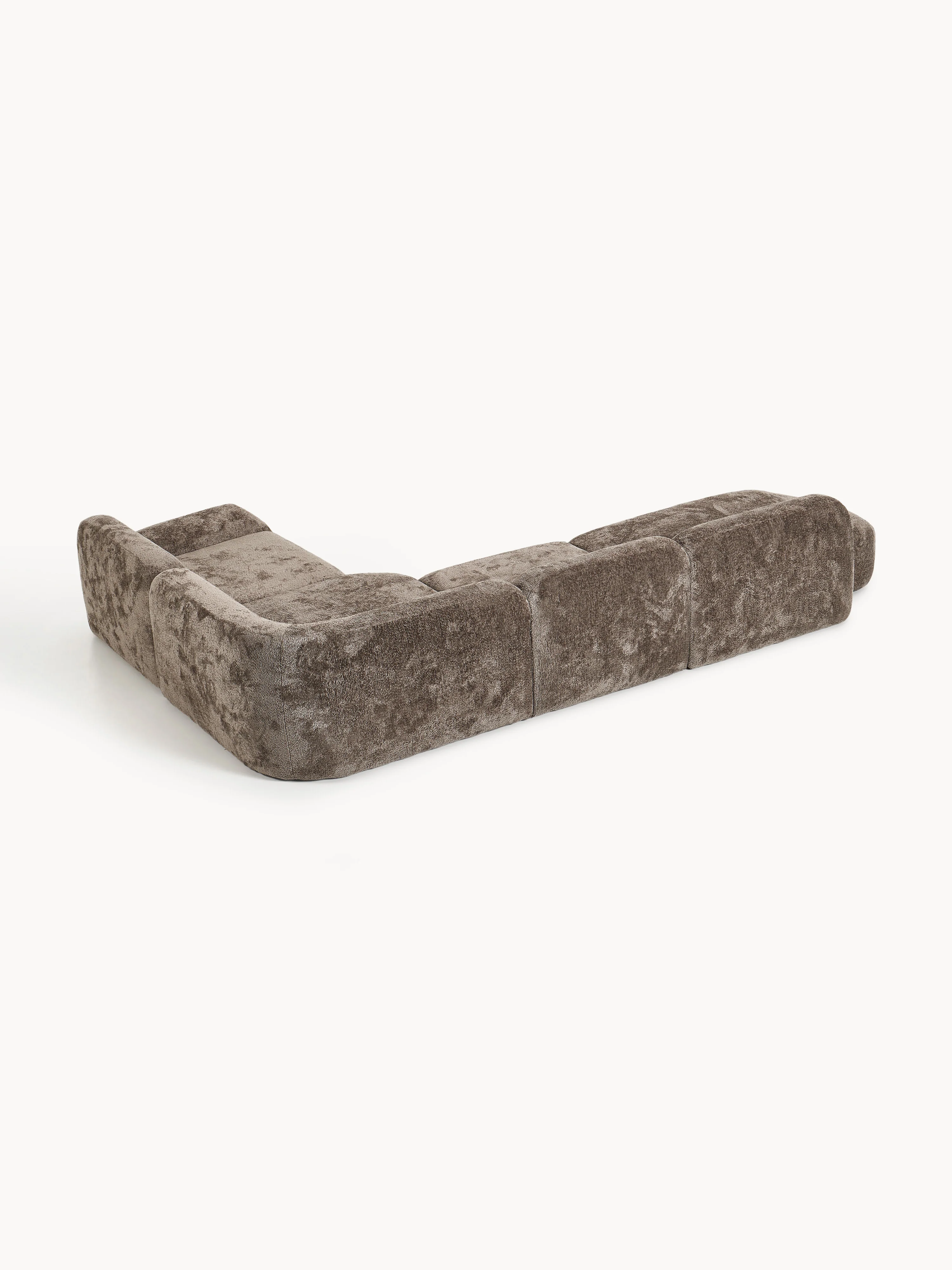 XL modulaire teddy bouclé hoekbank Wolke (4-zits) met chaise longue
