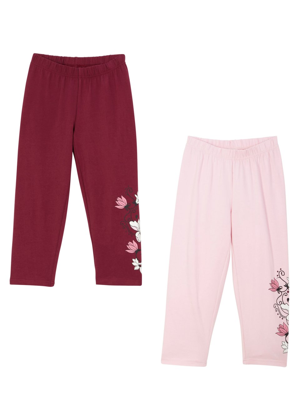 Lot de 2 leggings 3/4 fille avec coton