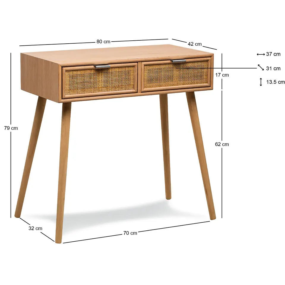 Console 2 laden van hout en natuurlijk rotan