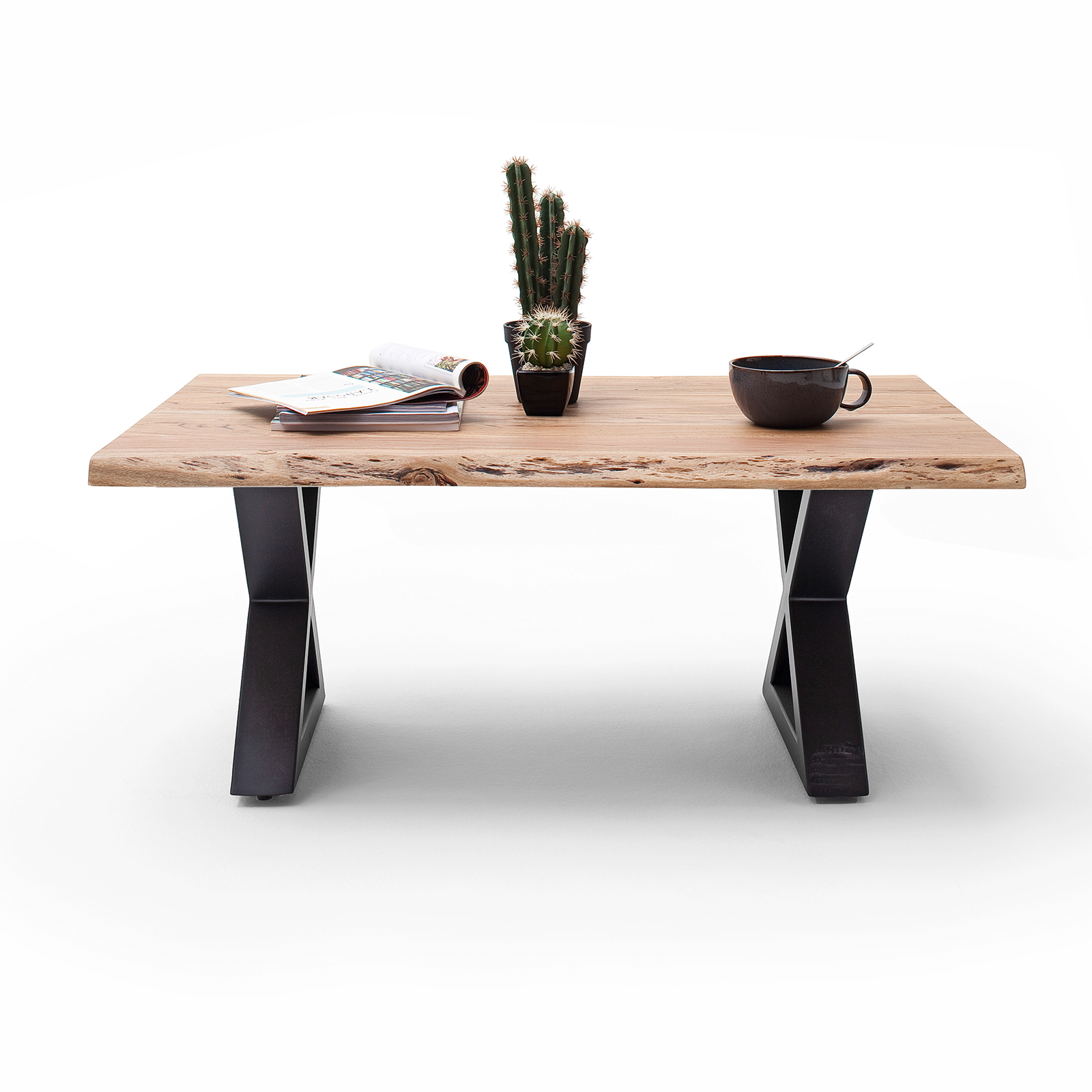 Couchtisch CARTAGENA - Akazie natur-anthrazit - X-Gestell - 110x70 cm