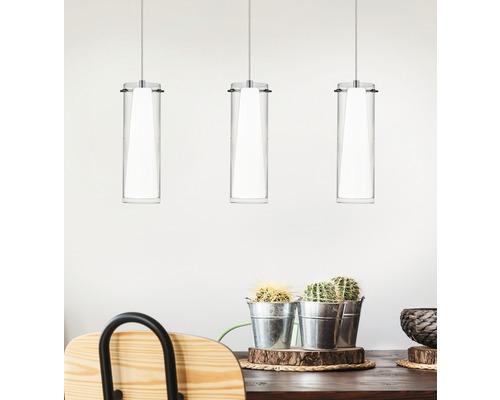 3-lamps hanglamp L 72,5 cm chroom/wit