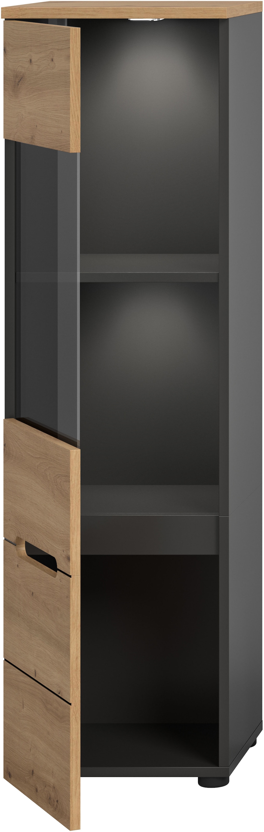 INOSIGN Vitrine »REHAT, TOPSELLER!, Höhe 125 cm, 1 Glastür, 1 Böden, 3 Fächer« stehend und hängend montierbar, 1 Stk. tlg. Vitrinenschrank, Schrank, Glasvitrine, Wohnzimmervitrine