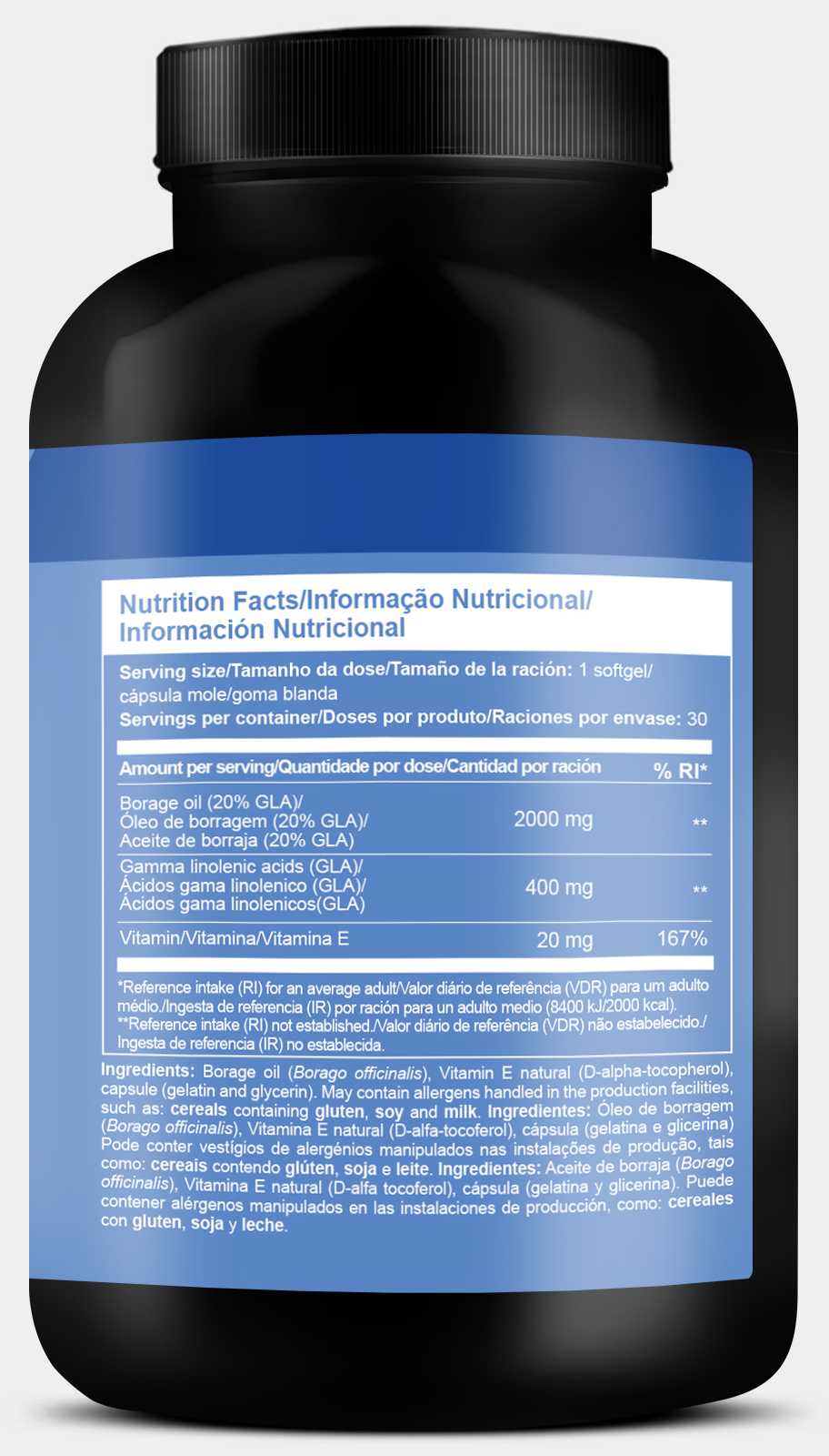 Óleo de Borragem Zumba 1000 mg 60 cápsulas gelatinosas