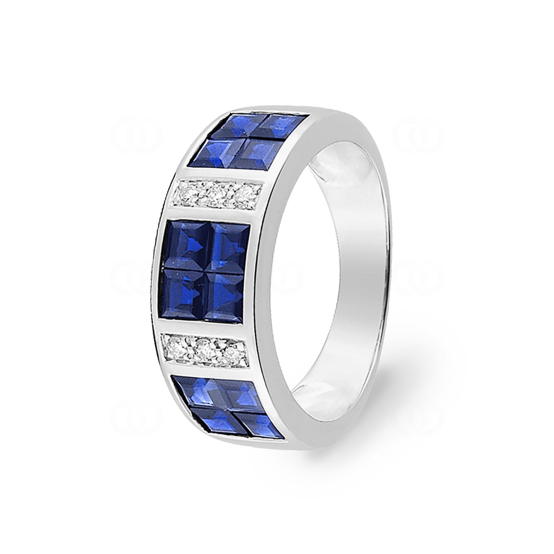 Damenring 750/18 K Weissgold mit Saphiren 2.46ct. und Diamanten 0.09ct.