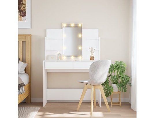 VIDAXL - Coiffeuse avec lumières led blanc 96x40x142 cm