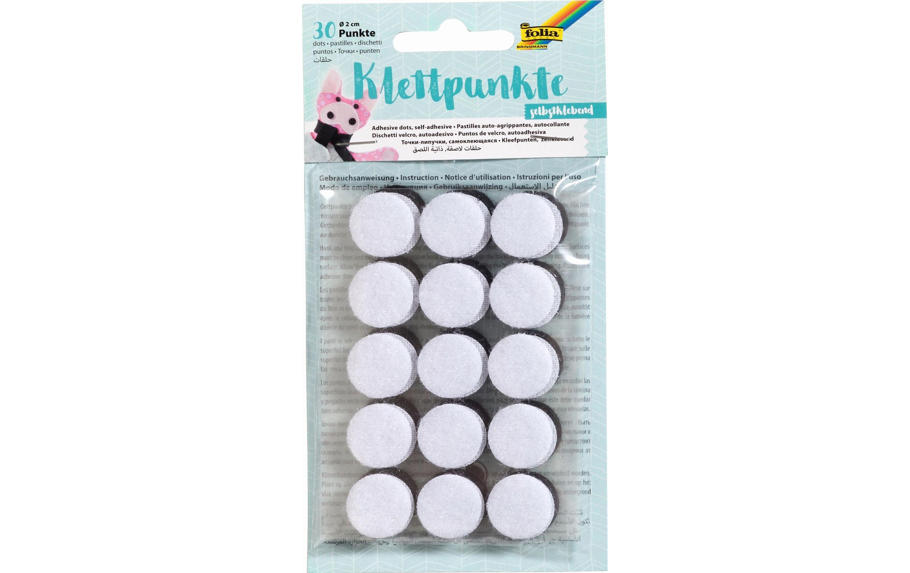 Klettpunkte Selbstklebend, Ø 20 mm Schwarz/WeissSelbstklebende Klettpunkte