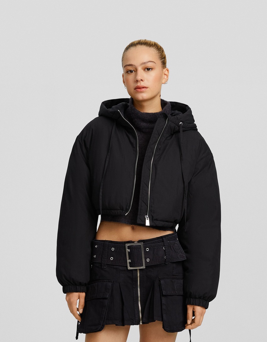 Jaqueta puffer com capuz