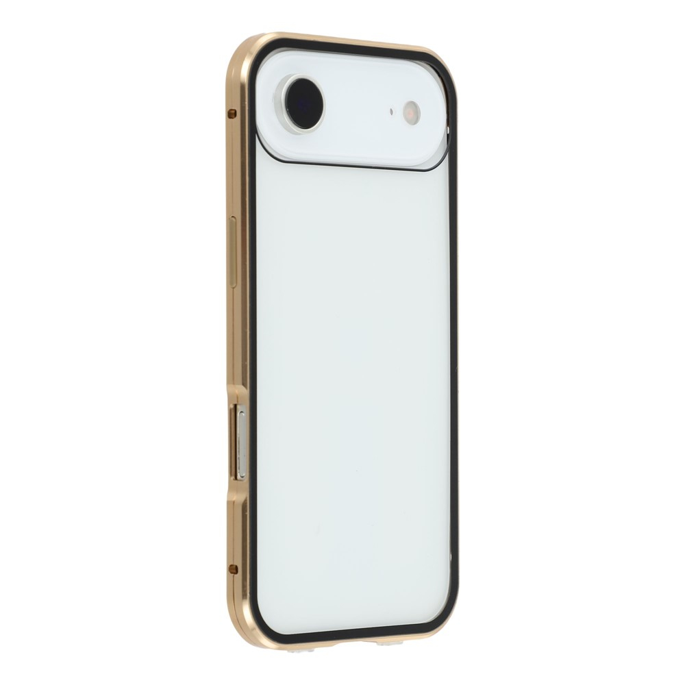 iPhone Air Magnetische Alu Schutzhülle mit Panzer Glas Backcover   Displayschutz (Magnet-Technologie) - Gold