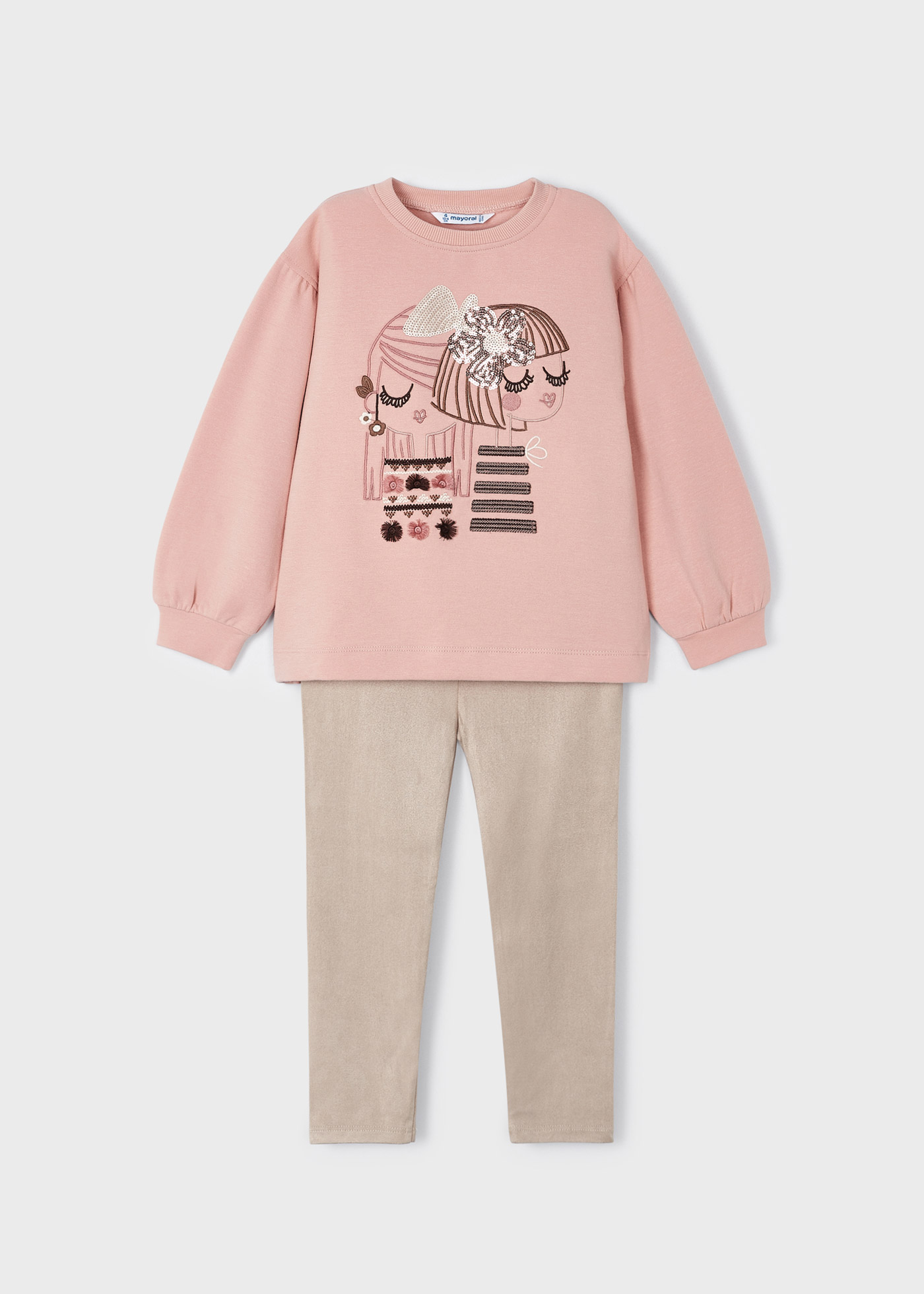 Conjunto de duas peças de leggings de camurça para meninas