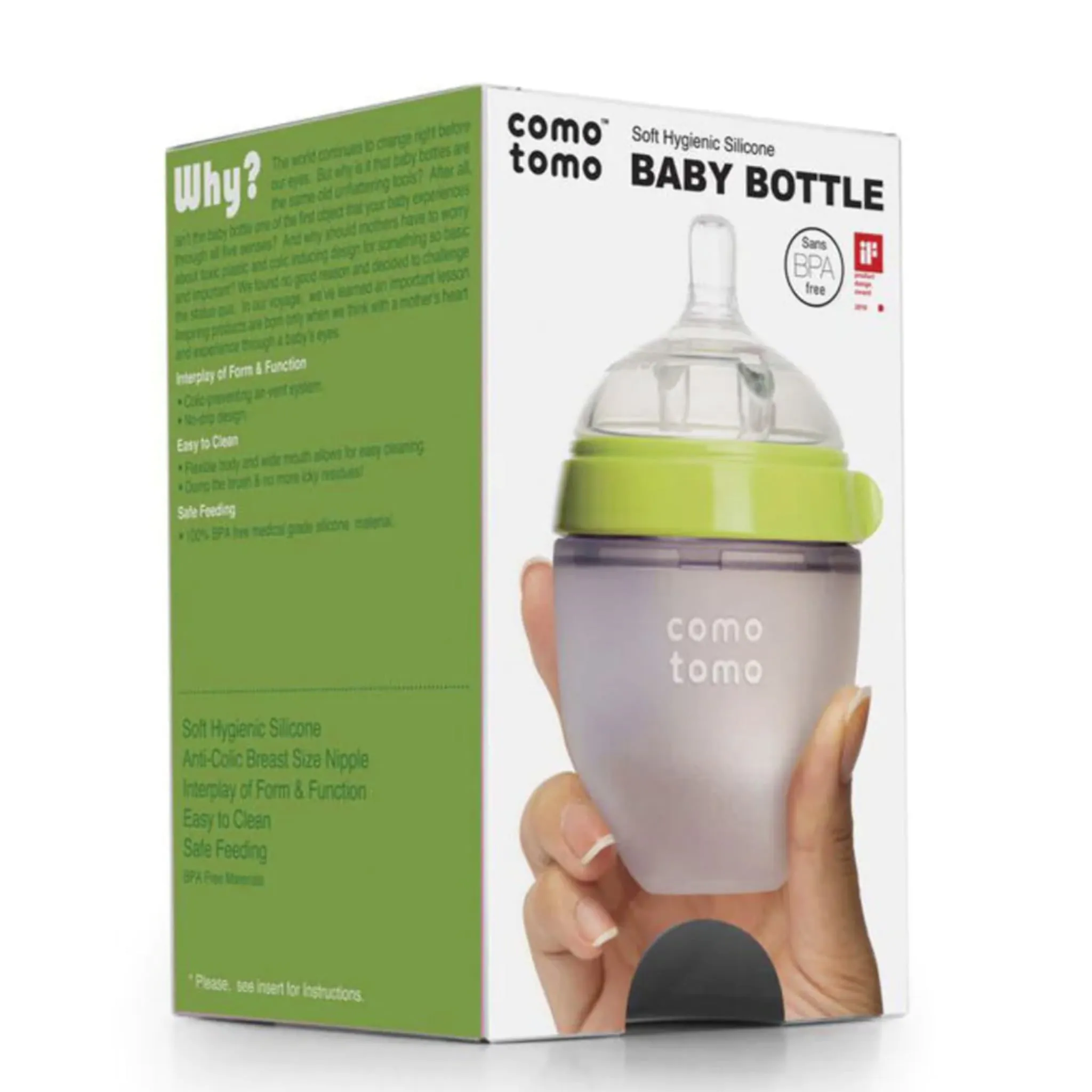 Como Tomo Biberon Souple 4oz - Vert