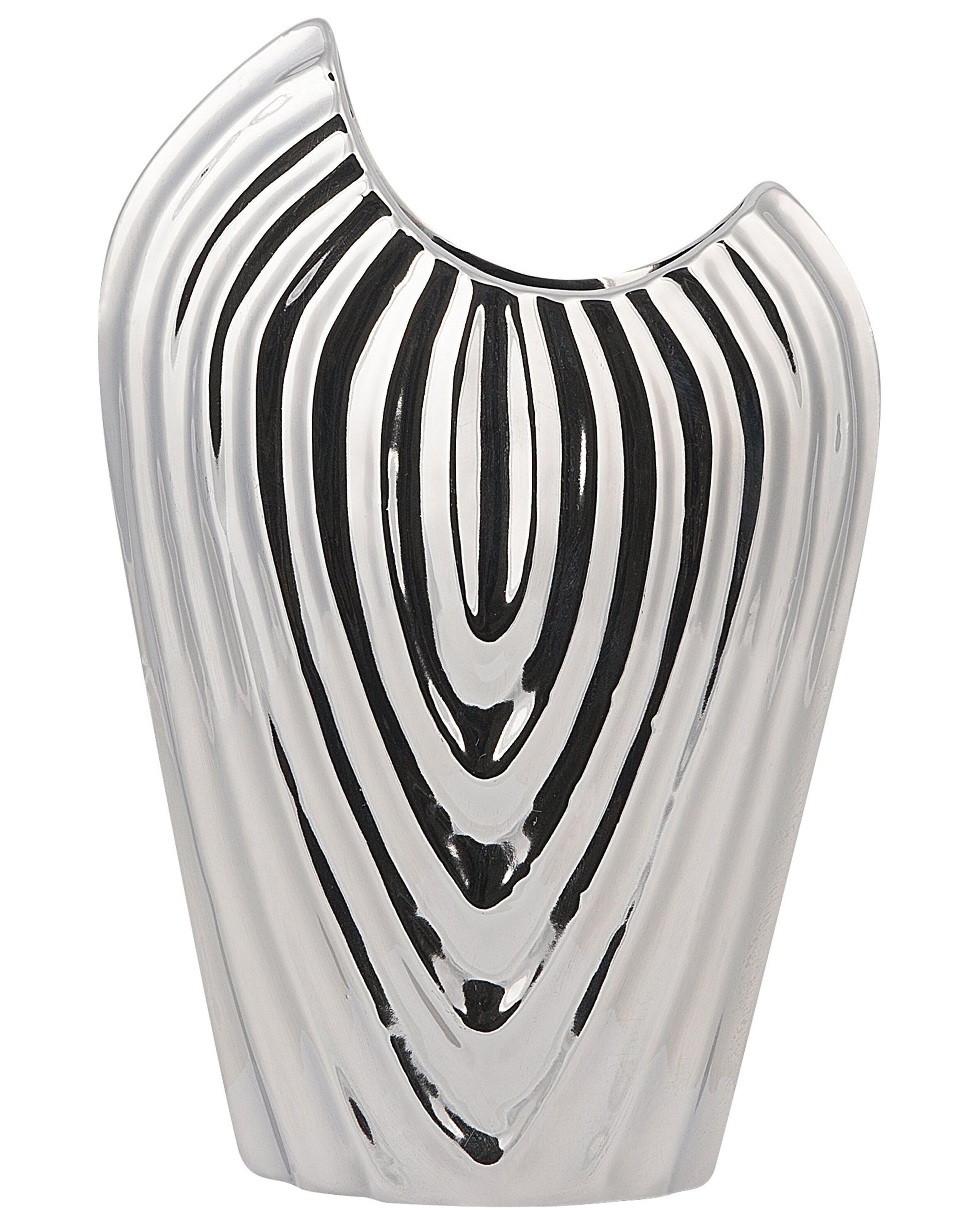 Decoratieve vaas ECETRA Steengoed 26 cm Zilver