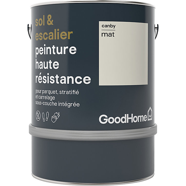 Peinture haute résistance sol et escalier GoodHome blanc Canby mat 2L