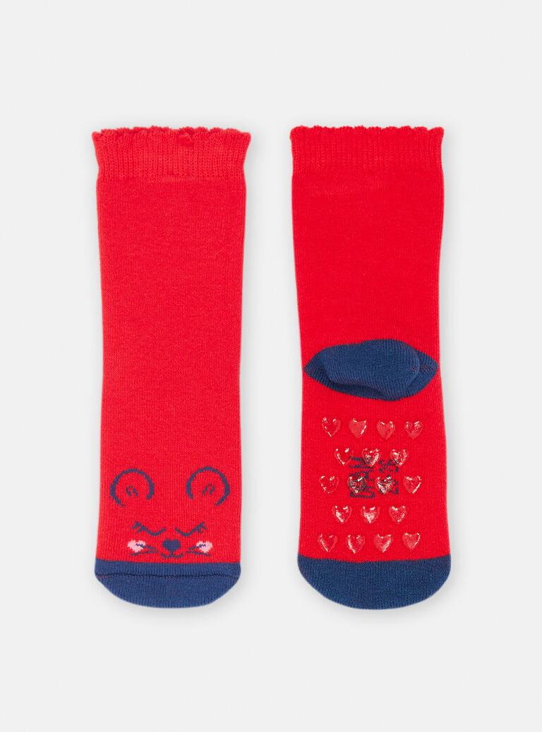Chaussettes rouge imprimé souris pour bébé fille