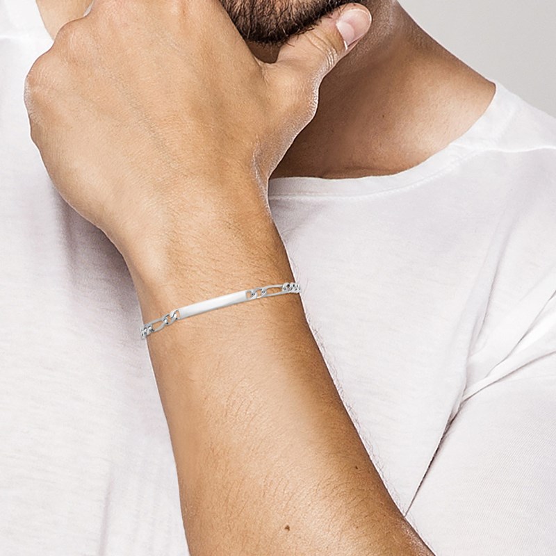 Gourmette Homme - Argent 925 - Cheval alternée 1+3 - Largeur : 4 mm - Longueur : 18 cm