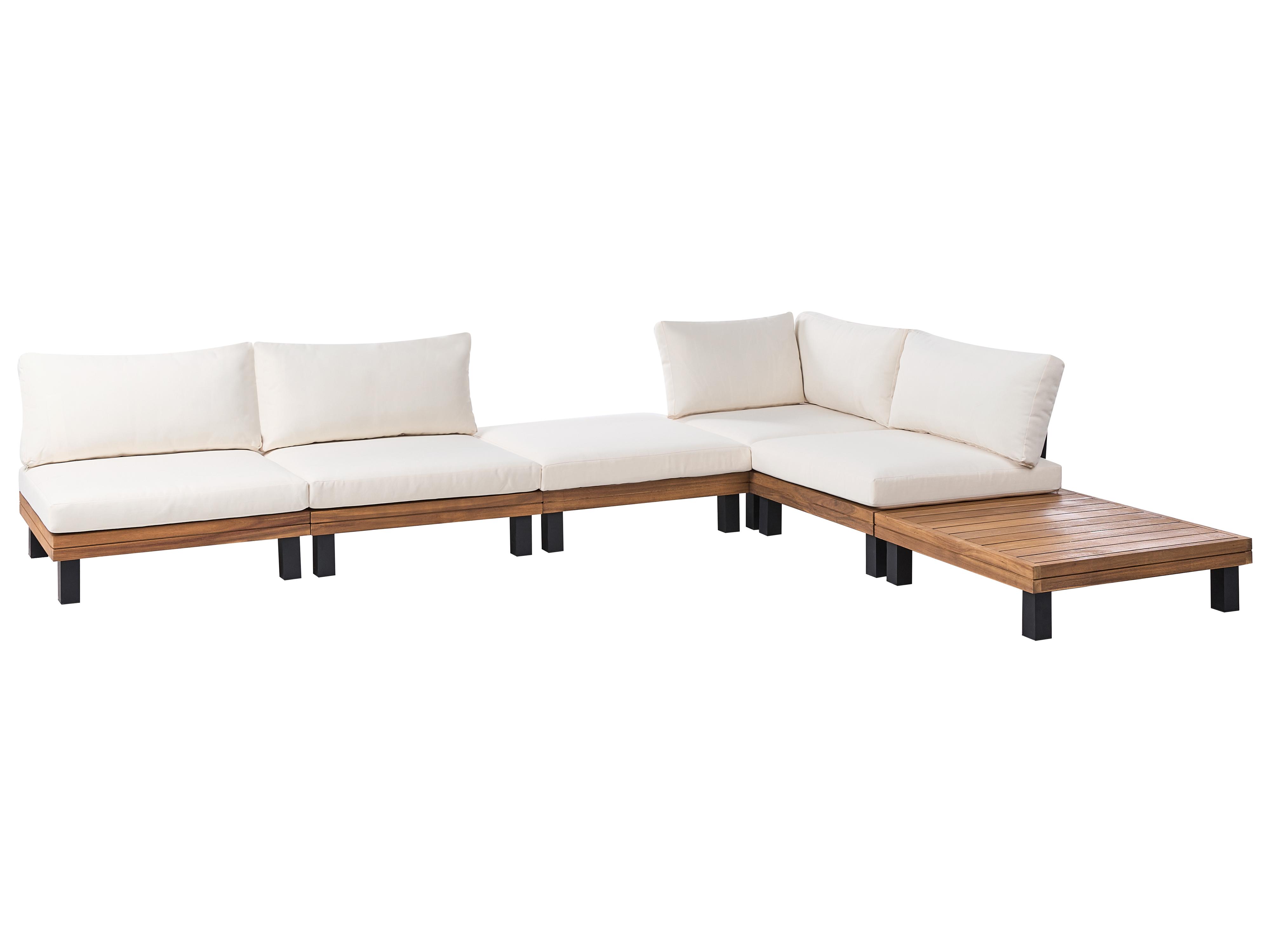 Tuin hoekloungeset met tafel 5-zits FRAZZANO Gecertificeerd acaciahout Gebroken wit