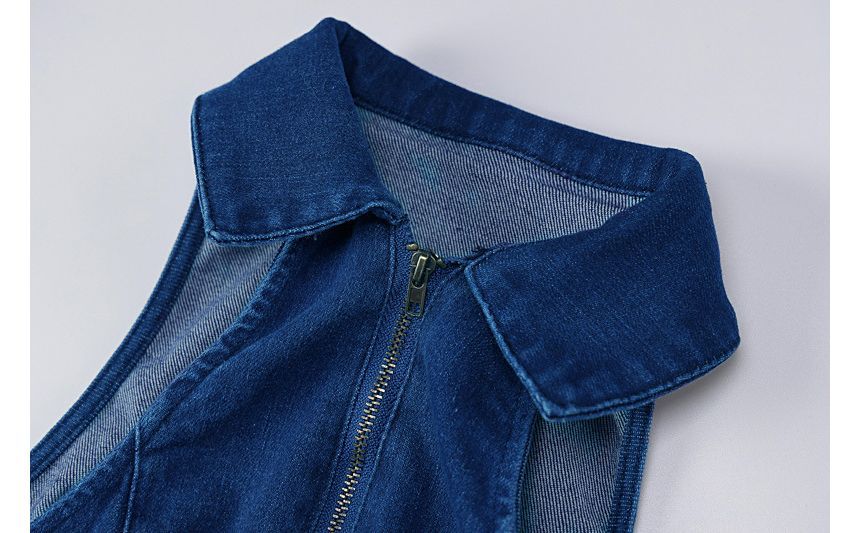 MOONGATE - Denim jumpsuit met halternek