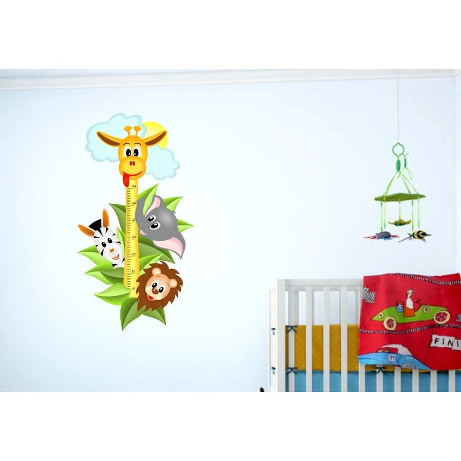 Nikima Wandtattoo 040 Wandtattoo Messlatte Maßstab Kind Kinderzimmer Safari Tiere bunt