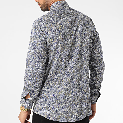 Chemise Manches Longues Floral M6601 Bleu Marine