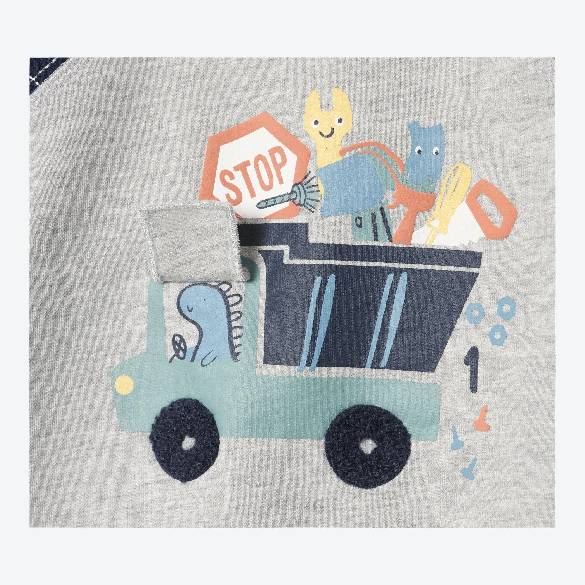 Baby-Jungen-Sweatshirt mit LKW-Druck und Fenster-Applikation