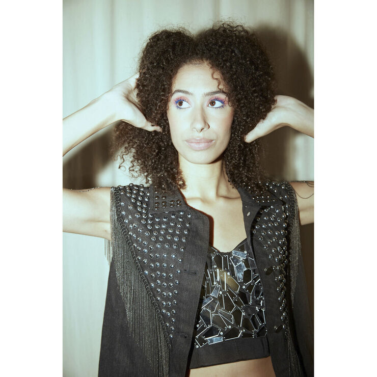 HUNKØN Mette Denim Vest Black