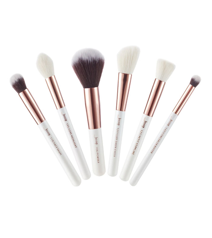 Jessup Beauty - Conjunto de pincéis 6 pcs - T224: White/Rose Gold