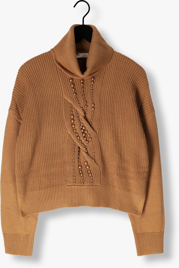 LIU JO camel liu jo trui maglia chiusa m/l d/vita perle