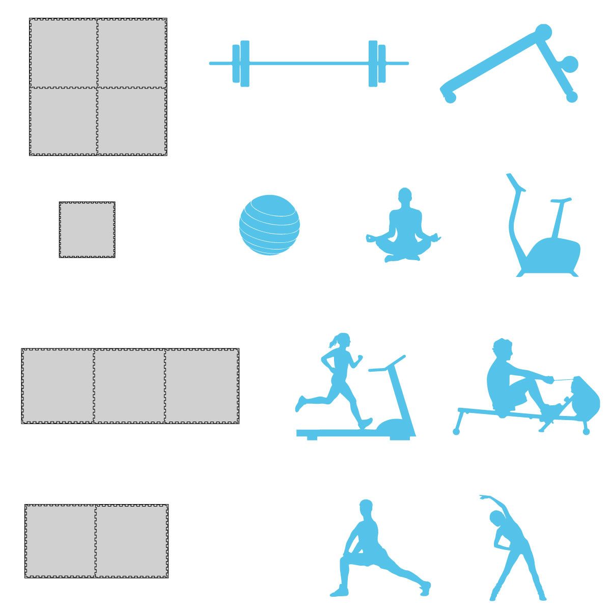 eyepower Fitnessmatte 2er Set 90x90x2 cm
