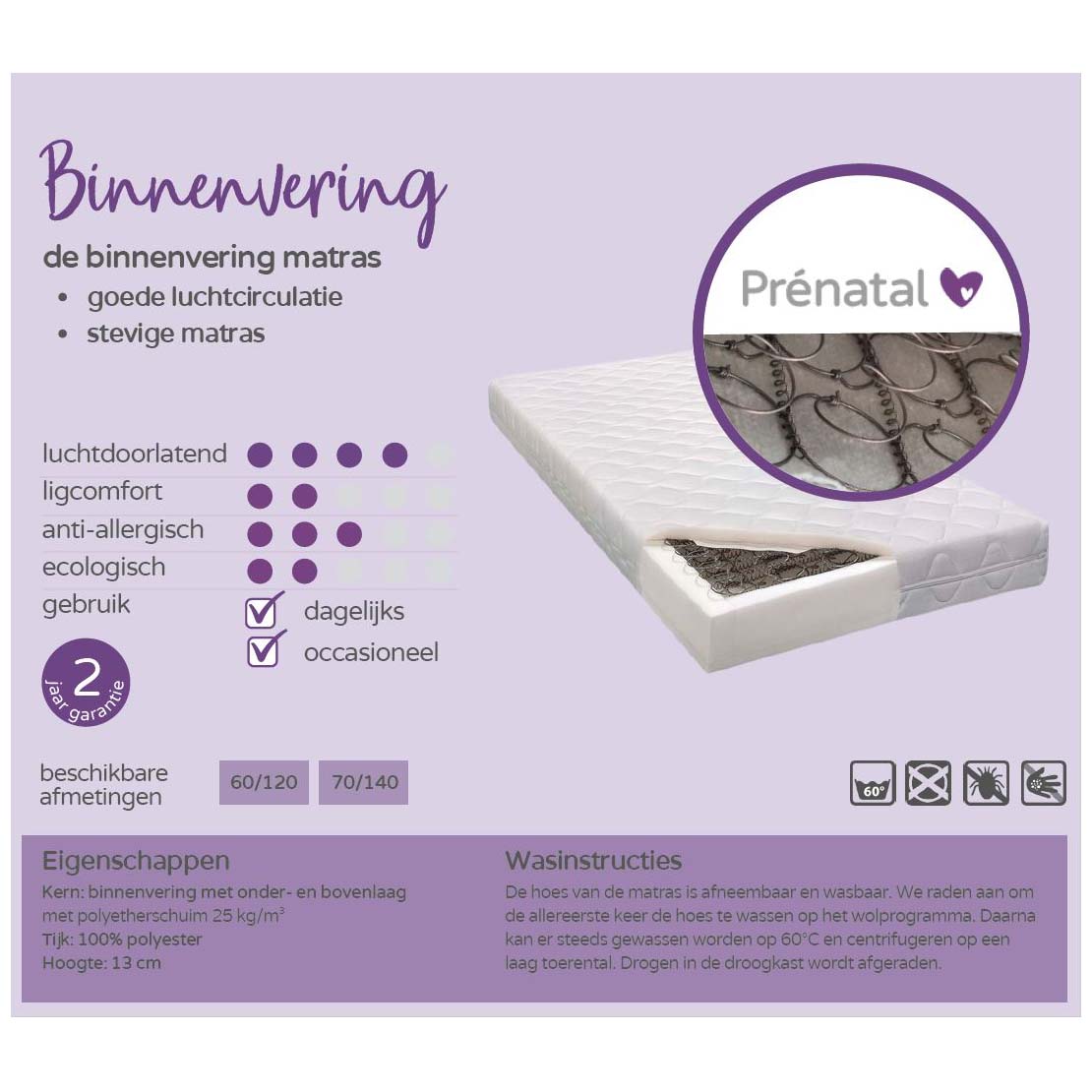 Prénatal junior matras 70x140cm