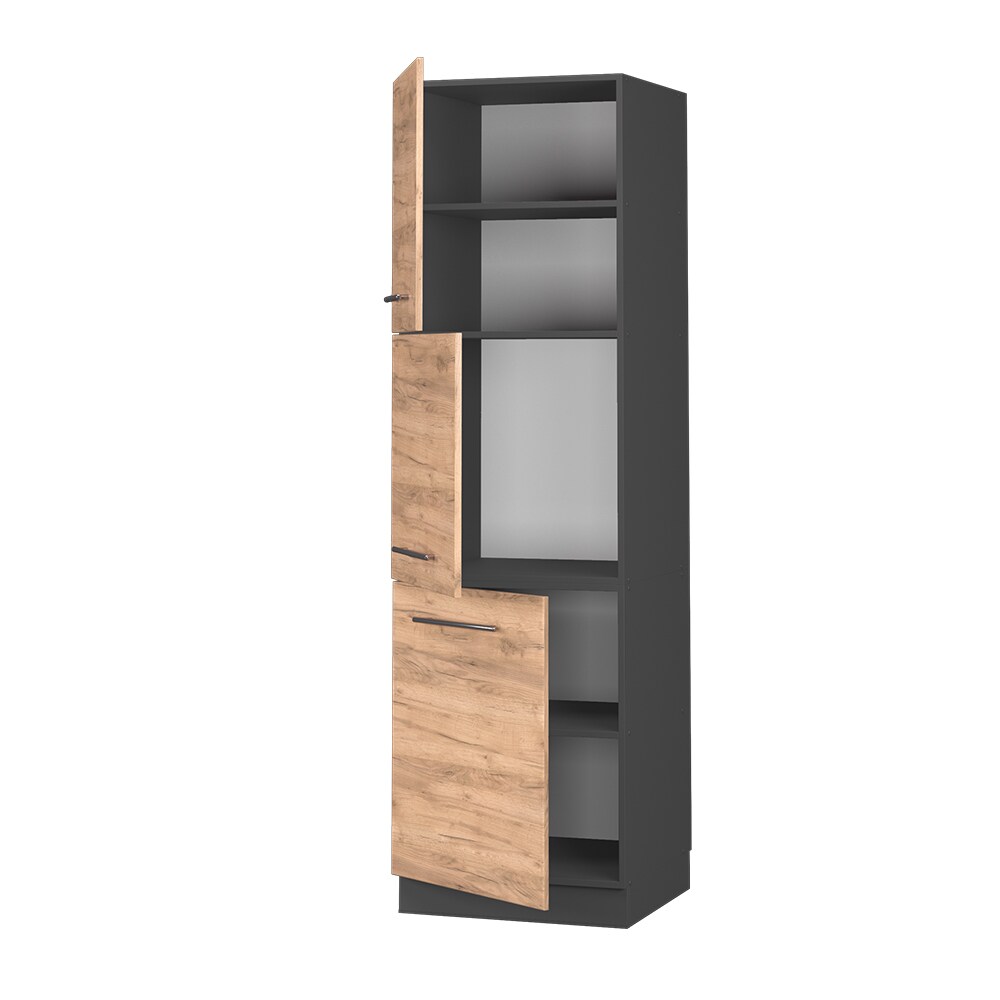 Vicco Herdumbauschrank Küchenschrank Küchenmöbel Fame-Line Anthrazit Eiche Goldkraft60 cm modern Küche Einbauküche Blende Herdschrank Hochschrank Küchenzeile Drehtür Einlegeboden
