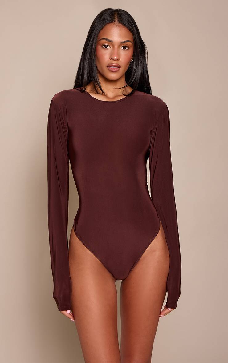 Chocolat Body Ajusté À Manches Longues En Jersey Slinky Tall